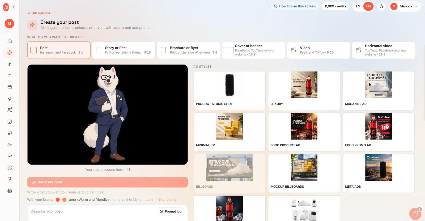 PAWWER Create your post screen with formats and ad styles